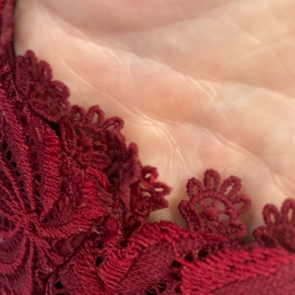 Francesca’s Collections burgundy fit and flare floral lace dress, size M - Picture 5 of 6